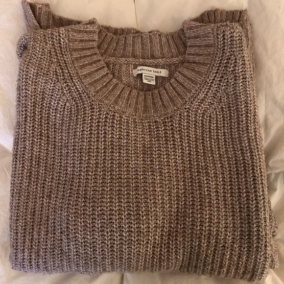 American Eagle Oversized Brown Tunic Knit Sweater - Picture 1 of 8